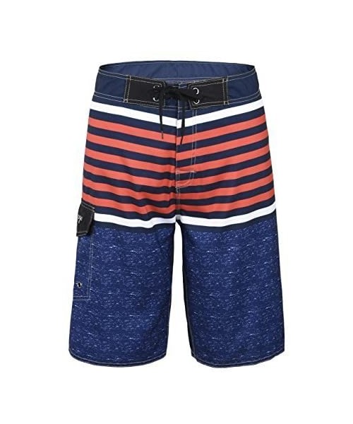 Board Shorts Men's Swim Trunks 22" Boardshort Beach Shorts Swimwear Quick Dry Surf Shorts - Blue Stripe - CV185EUTT9S