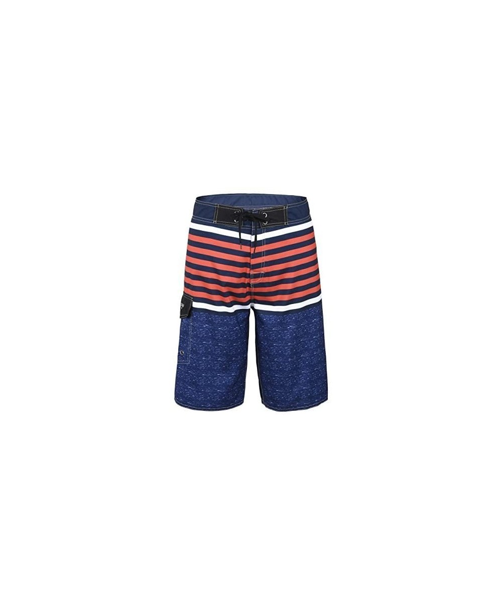 Board Shorts Men's Swim Trunks 22" Boardshort Beach Shorts Swimwear Quick Dry Surf Shorts - Blue Stripe - CV185EUTT9S