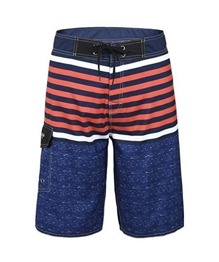 Board Shorts Men's Swim Trunks 22" Boardshort Beach Shorts Swimwear Quick Dry Surf Shorts - Blue Stripe - CV185EUTT9S