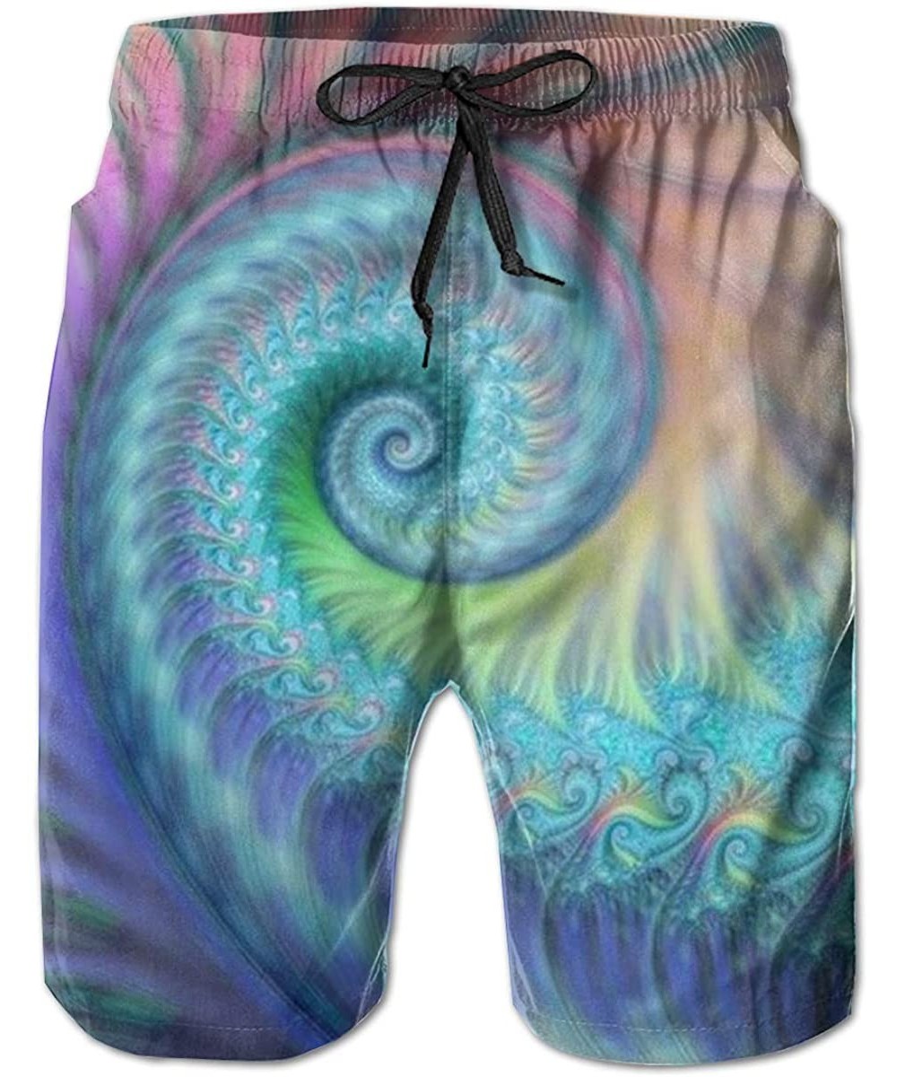 Board Shorts Men's Board Shorts- Quick Dry Swimwear Beach Holiday Party Bathing Suits - Fractal Turquoise Blue Tie Dye Octopu...