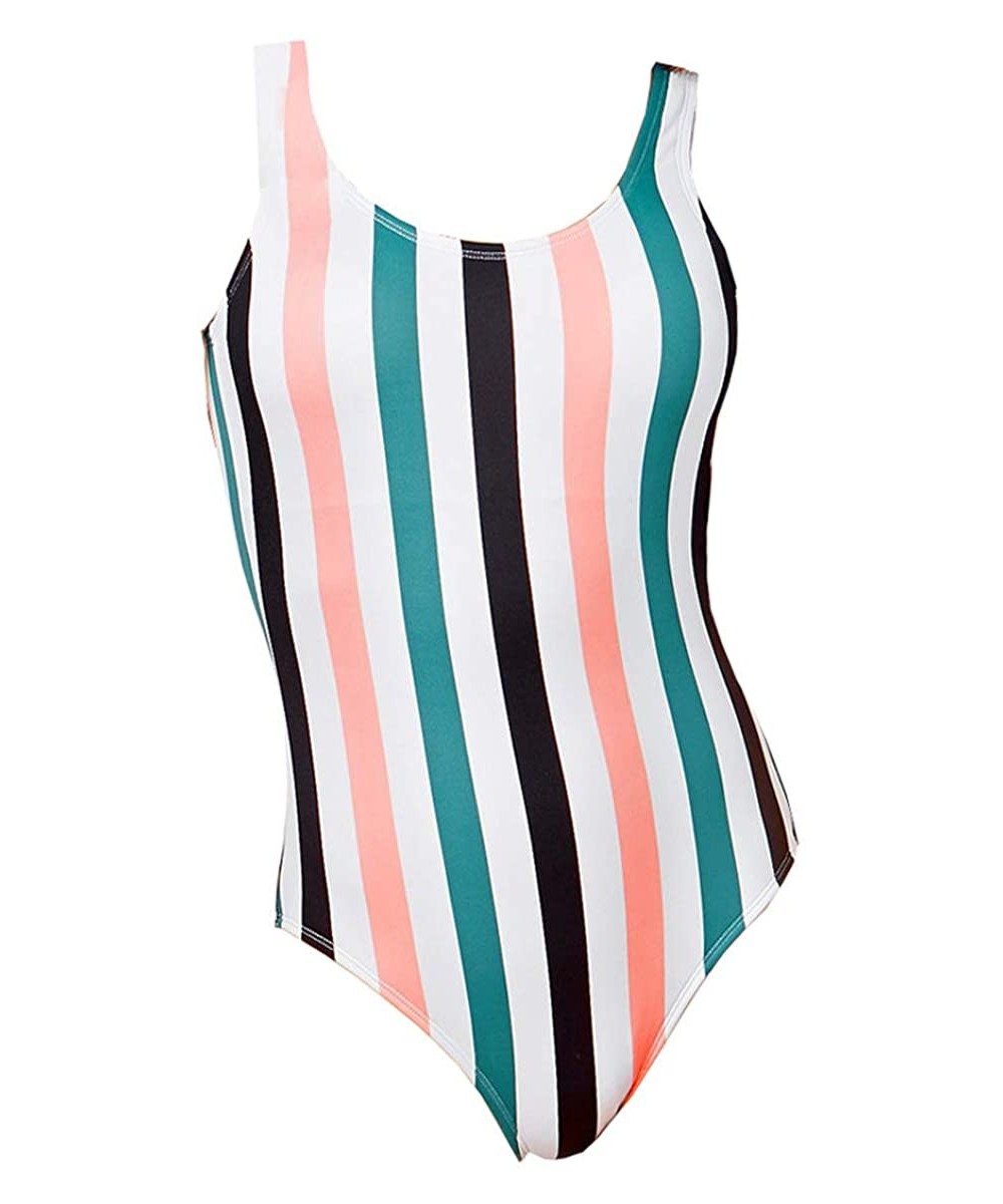 One-Pieces Zanzibar Stripe Printed One-Piece Swimsuit- M - CN18R60GSDQ