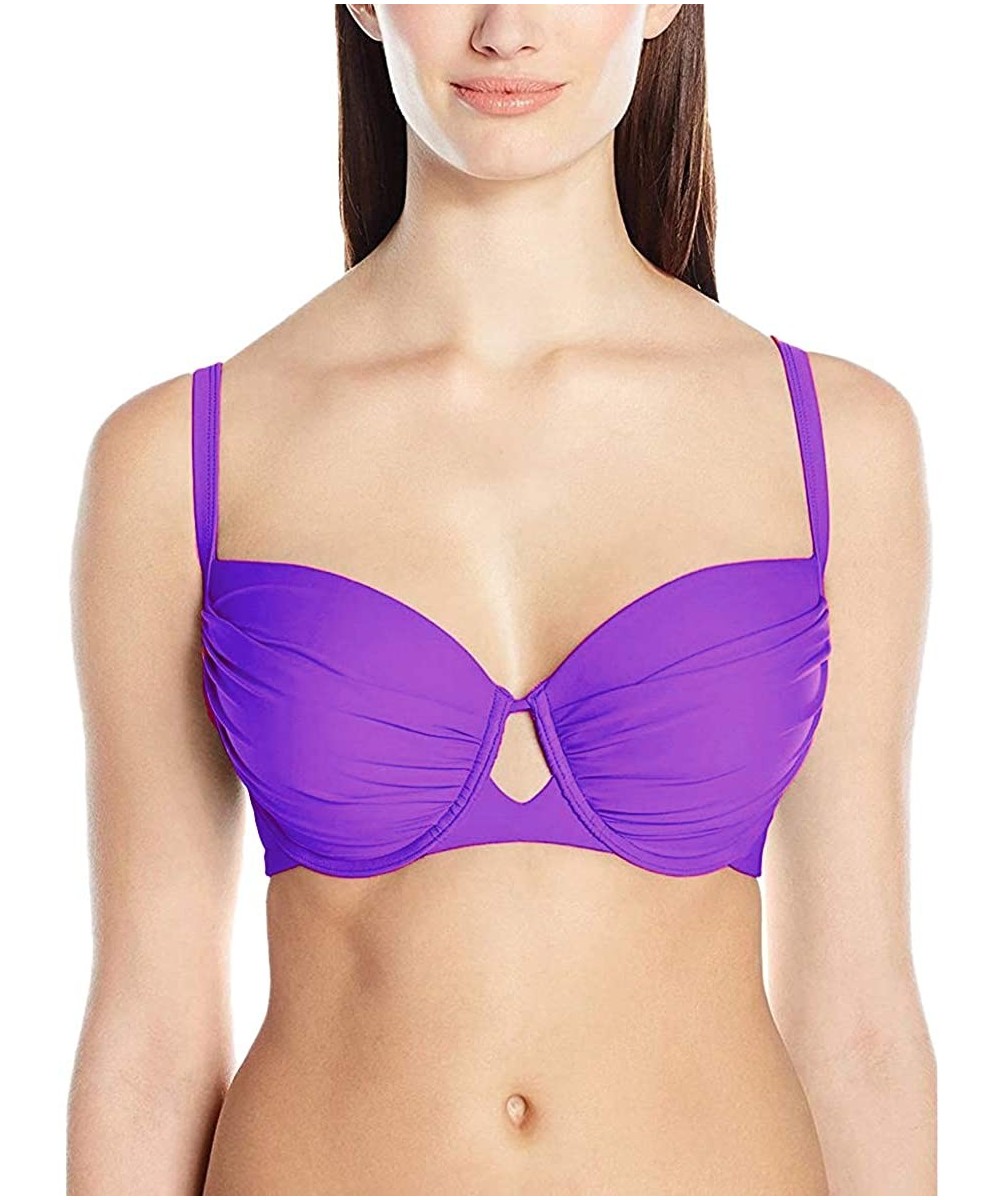 Tops Junior's Smoothies Desire D-dd Molded Cup Underwire Bikini Top - Purple Rain - C012NSSHZE8