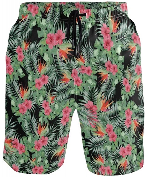 Board Shorts Men's Quick Dry Swim Trunks with Pockets Beach Board Shorts Bathing Suits - Tropic Plant - CB1952970RU