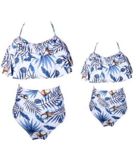 Racing Mother and Baby Family Match Swimwear Floral Printed Two Piece Bikini - Floral - CR18QKQL864