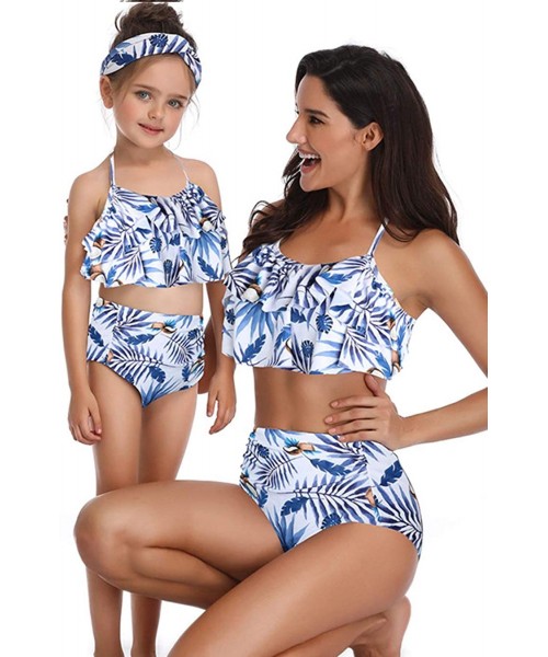 Racing Mother and Baby Family Match Swimwear Floral Printed Two Piece Bikini - Floral - CR18QKQL864