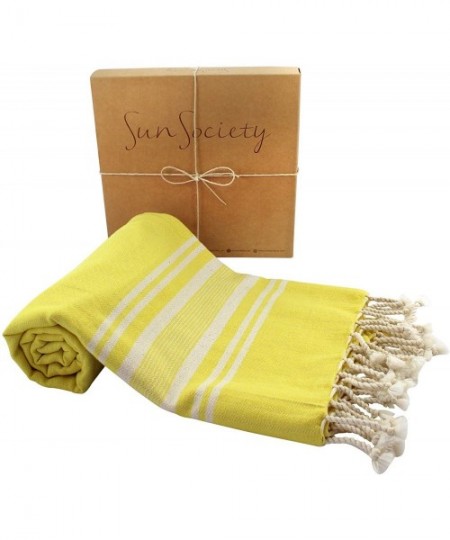 Cover-Ups Sol Yellow Premium Turkish Beach Towel- Peshtemal. Comes in Gift Box- 100% Cotton- Prewashed - Sol Yellow - CY189ZA...