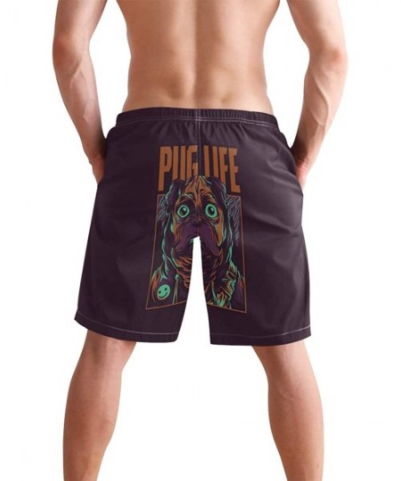 Board Shorts Men's Quick Dry Swim Trunks with Pockets Beach Board Shorts Bathing Suits - Pug Life Illustration - C1195W42E2N