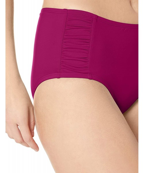 Tankinis Women's Side Shirring High Waist Swim Bottom - Core Super Solids Berry - CI18KH57X6N