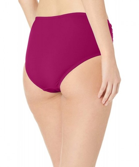 Tankinis Women's Side Shirring High Waist Swim Bottom - Core Super Solids Berry - CI18KH57X6N