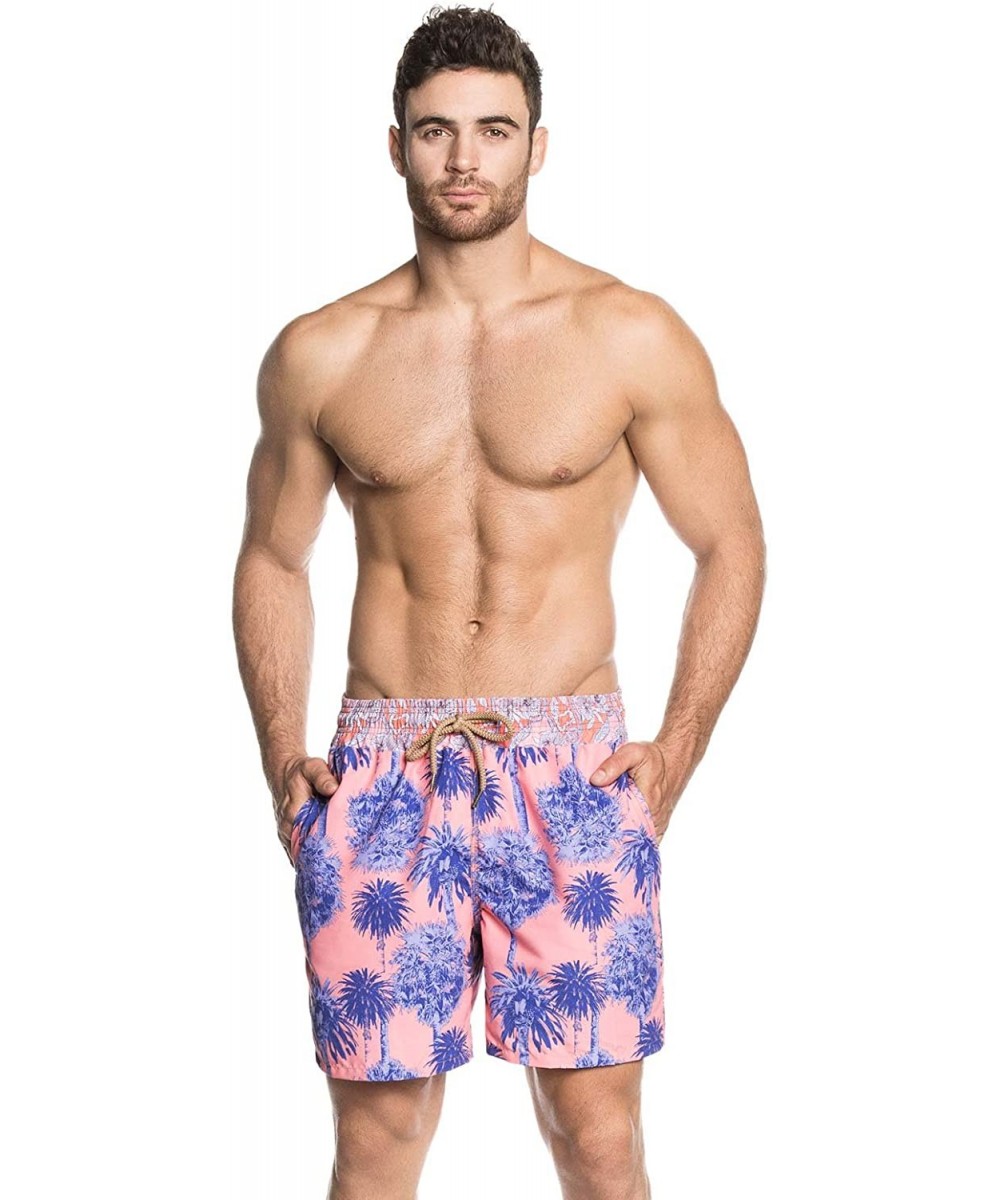 Trunks Men's Printed Elastic Waist Mid Length Swimsuit Trunks 5" Inseam - Limbo Palm Multi - CO12N2D6I8O