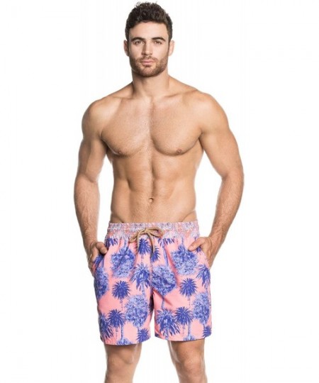 Trunks Men's Printed Elastic Waist Mid Length Swimsuit Trunks 5" Inseam - Limbo Palm Multi - CO12N2D6I8O