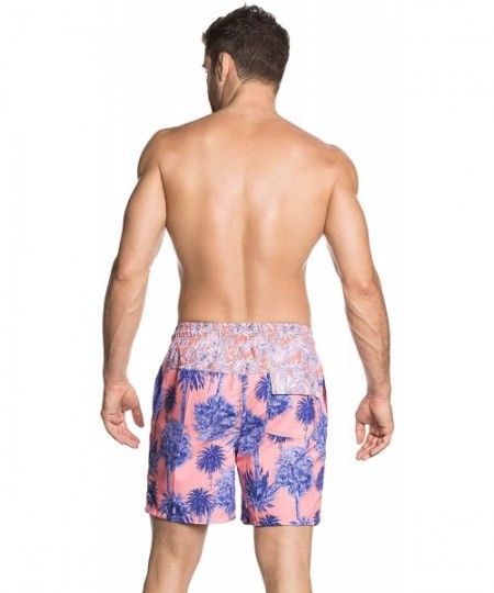 Trunks Men's Printed Elastic Waist Mid Length Swimsuit Trunks 5" Inseam - Limbo Palm Multi - CO12N2D6I8O