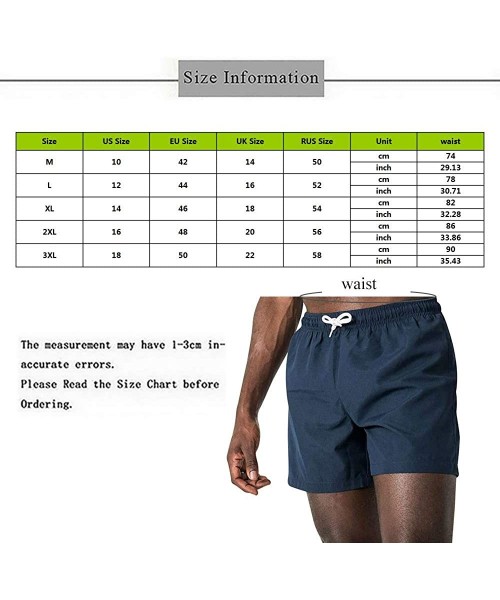 Board Shorts Men's Swim Trunks Quick Dry Beach Swim Shorts Bathing Suits Solid Color Beach Pants Short with Drawstring - Peac...