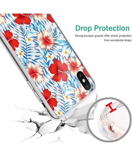 Sets Case Compatible iPhone X XS Gel Silicone Rubber Clear Soft Ultra-Slim Flower Geometric Panda Back Cover for iPhone Xs MA...