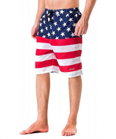 Board Shorts Men's Quick Dry Surfing Boardshorts with Pocket - Us Flag - CL18MEAEU77