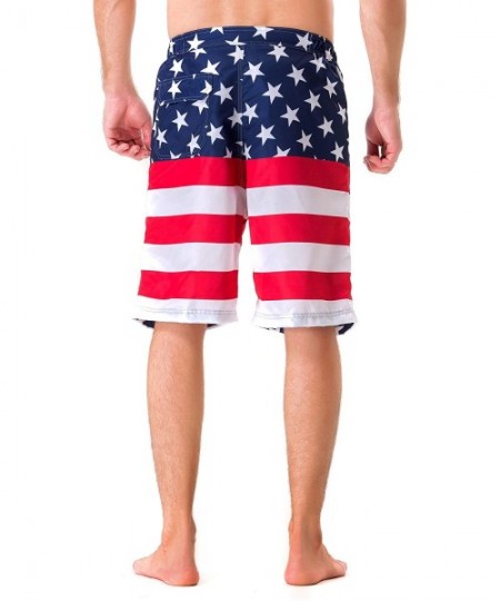 Board Shorts Men's Quick Dry Surfing Boardshorts with Pocket - Us Flag - CL18MEAEU77