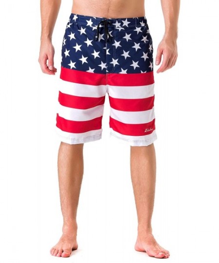 Board Shorts Men's Quick Dry Surfing Boardshorts with Pocket - Us Flag - CL18MEAEU77