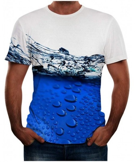 Rash Guards Unisex Short Sleeve Tops Mens Summer T Shirts Graphic 3D Funny T-Shirts Tops Couple Tees - Blue - C519422DK79