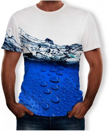 Rash Guards Unisex Short Sleeve Tops Mens Summer T Shirts Graphic 3D Funny T-Shirts Tops Couple Tees - Blue - C519422DK79