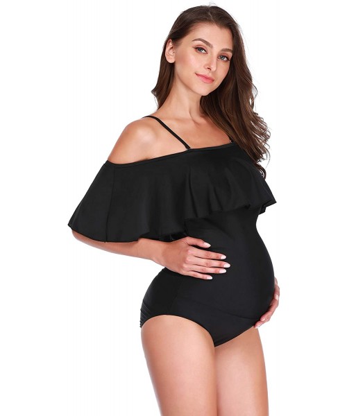 One-Pieces Maternity Swimsuits Maternity Swimwear Womens Summer Bikinis Tankini Pregnancy Beachwear - Black - C418OMSQHK5