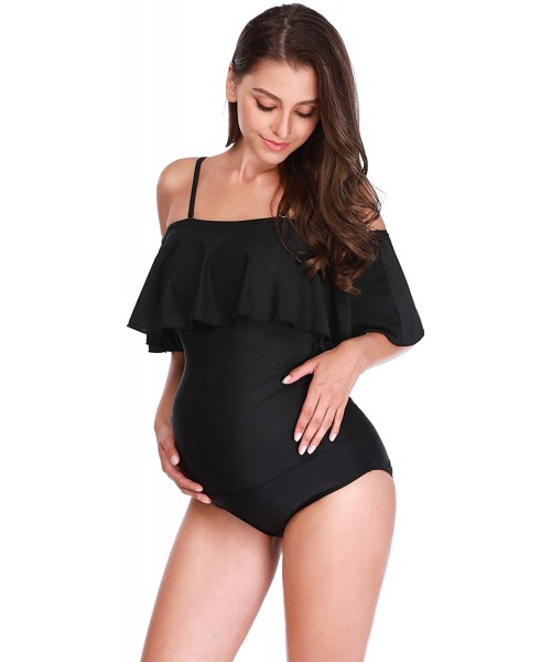 One-Pieces Maternity Swimsuits Maternity Swimwear Womens Summer Bikinis Tankini Pregnancy Beachwear - Black - C418OMSQHK5