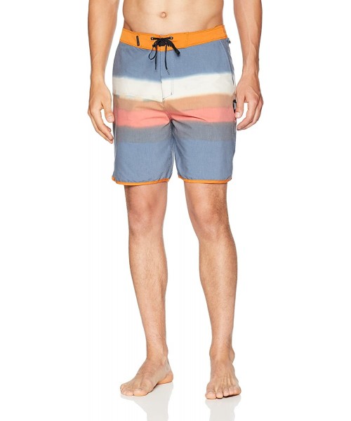 Board Shorts Men's Printed Stretch 18" Scallop Hem Boardshort Swim Short - Blue Force - CF18C5XX97E