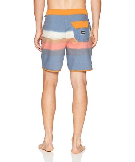 Board Shorts Men's Printed Stretch 18" Scallop Hem Boardshort Swim Short - Blue Force - CF18C5XX97E