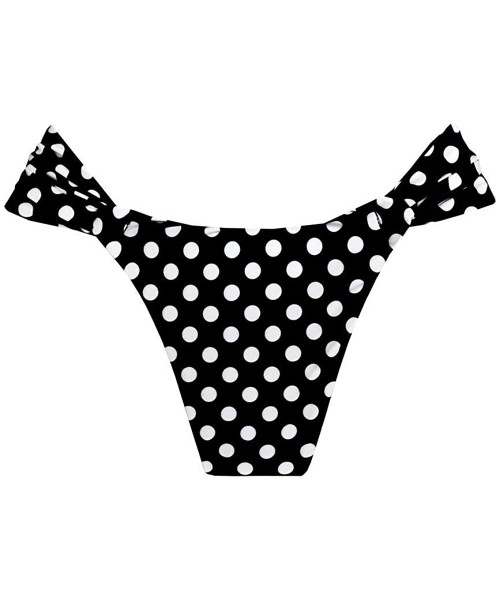 Tankinis Black White Polka Dots Brazilian Classic Side Scrunch Bikini Bottom - CY199IHW2KI