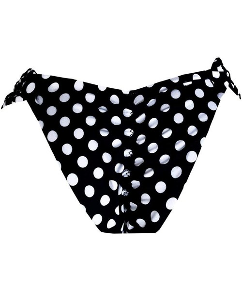 Tankinis Black White Polka Dots Brazilian Classic Side Scrunch Bikini Bottom - CY199IHW2KI