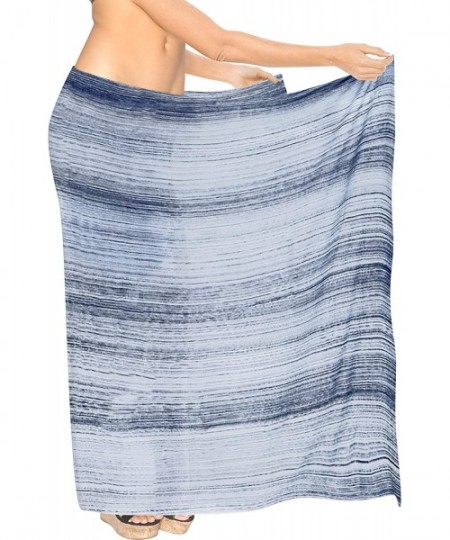 Cover-Ups Women's Beach Wear Bikini Wrap Skirt Sarong Cover Ups Hand Tie Dye - Ghost White_h955 - C3187DEAMWM