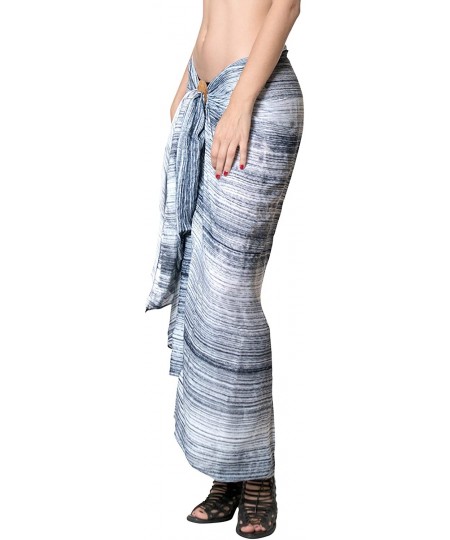 Cover-Ups Women's Beach Wear Bikini Wrap Skirt Sarong Cover Ups Hand Tie Dye - Ghost White_h955 - C3187DEAMWM