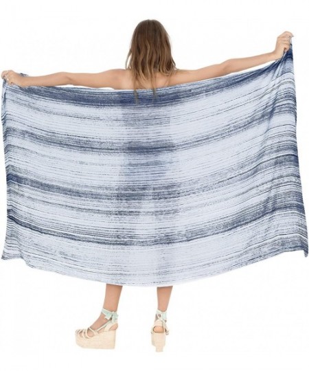 Cover-Ups Women's Beach Wear Bikini Wrap Skirt Sarong Cover Ups Hand Tie Dye - Ghost White_h955 - C3187DEAMWM