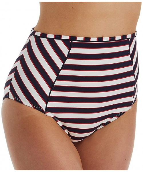 Bottoms Lucille High-Waist Bikini Bottom - Navy Stripe - CF18XX7S4YN