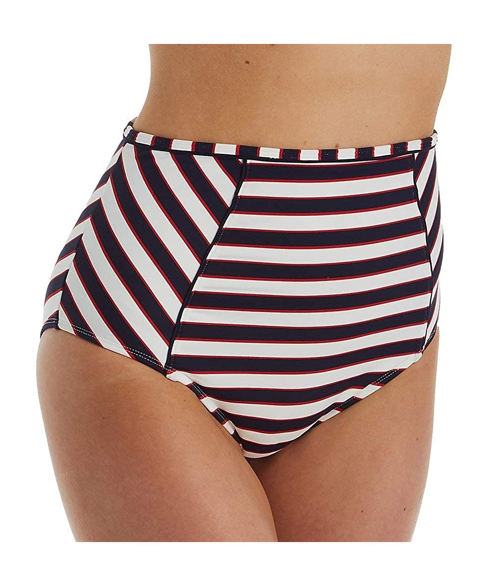 Bottoms Lucille High-Waist Bikini Bottom - Navy Stripe - CF18XX7S4YN