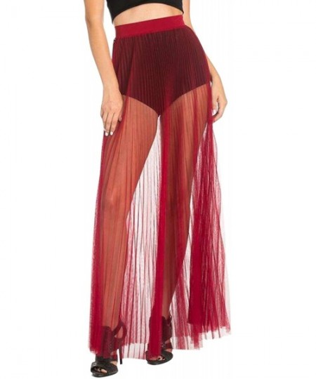 Tankinis Women Sexy Sheer Mesh Ruffle Cover Up Pants Ruffle Bikini Bottom Coverups - 03 - Skirt Red - CW18RWOGU9S