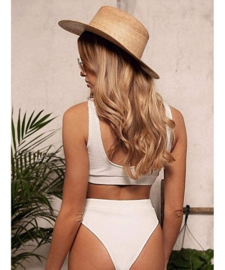 Sets Women High Waisted Swimsuit Padded Push Up Two Piece Bandeau Bikini Set Swimwear Bathing Suit - White - CL1983G5OR8