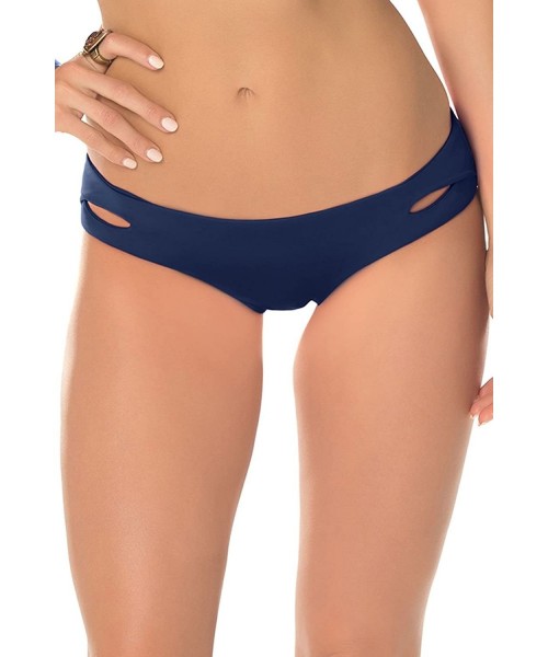 Tankinis Women's Color Code Tab Side Hipster Bikini Bottom - Indigo - C01843HWLG9