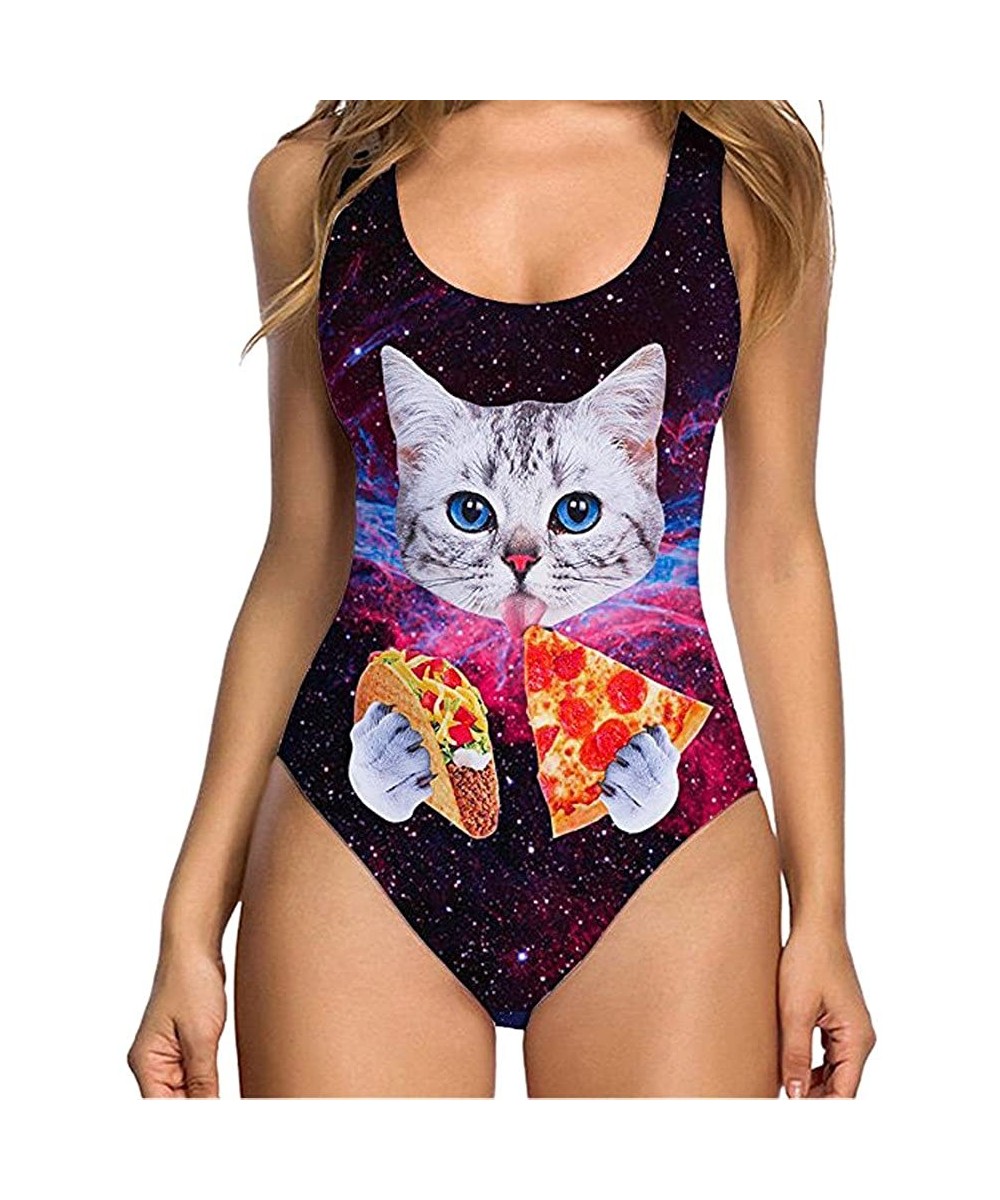 One-Pieces Women's Swimsuits One Piece Monokini Swimwear Funny Print Bathing Suits Low Back Beachwear - Multi Color - CV18DRD...