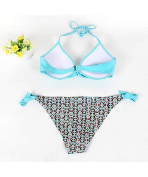 Tankinis Women's Swimsuit Halter Halter Strap Solid Print Bikini Set(T-Mint Green-M) - T-mint Green - CD196U5Y96C