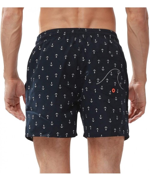 Trunks Men's Swimwear Sports Running Shorts Swim Trunks Quick Dry Lightweight with Pocket - 1-anchor - CI1986NYK0C