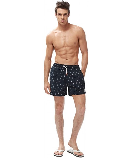 Trunks Men's Swimwear Sports Running Shorts Swim Trunks Quick Dry Lightweight with Pocket - 1-anchor - CI1986NYK0C