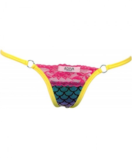 Bottoms Scale Lame w/Lace Top and O-Ring Accent Thong Panty - Yellow - CI18GILT2XT