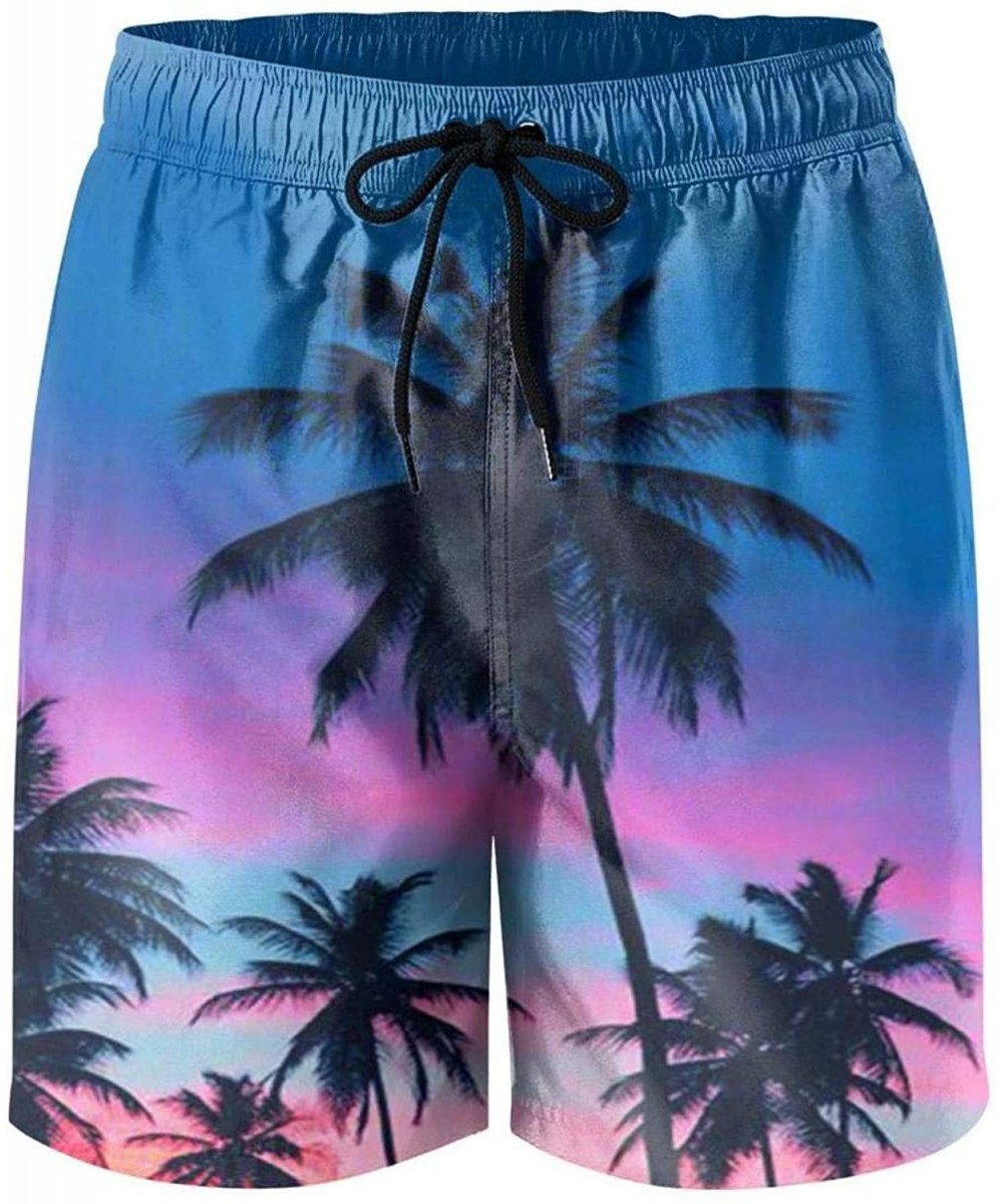 Board Shorts Winter Sunset Palm Tree Man's Swim Shorts Quick Dry Shorts - Winter Sunset Palm - C018S59EI9M