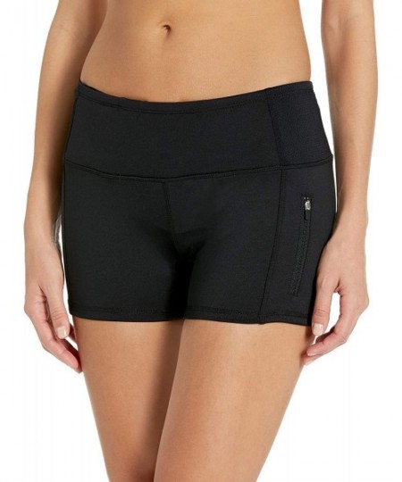 Bottoms Women's Beach Short Swimsuit Bottom with Zipper Pocket - Black - CT1895A5W9C