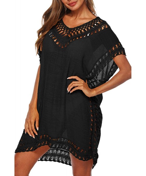 Cover-Ups Swimsuit Cover Ups for Women Mesh Beach Cover Ups Crochet Chiffon Tassel Bathing Suit Bikini Wear Coverups Dress Bl...