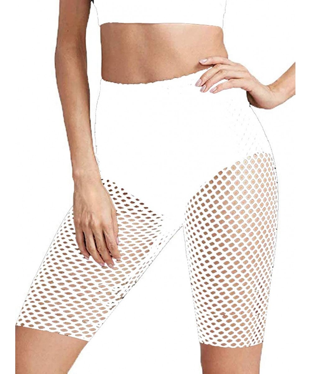 Cover-Ups Women's Perspective Sheer Mesh Ruffle Pants Swimsuit Bikini Bottom Cover up Pants - X-white - C81982WSCY0