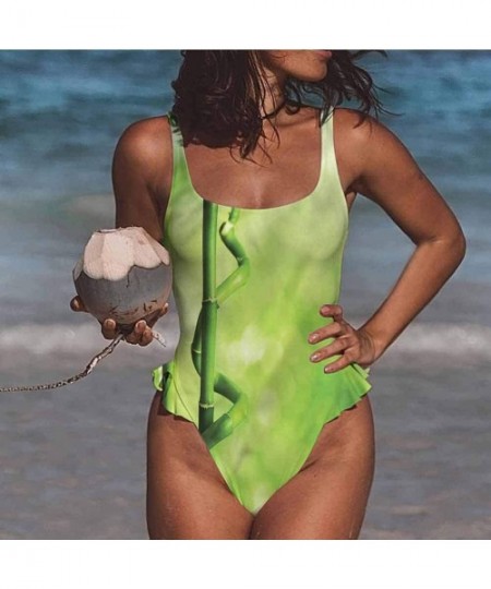 Bottoms Bathing Suit Green- Abstract Seaweed Nature for Beach/Hiking Activities - Multi 06-one-piece Swimsuit - CL19E7ICDHT