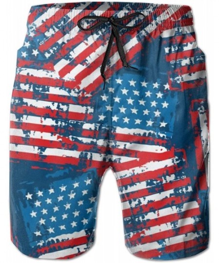 Board Shorts Men Fashion Swim Trunks Quick Dry Bathing Suits Board Shorts with Pocket - Usa American Flag Patriotic - CF199E9...