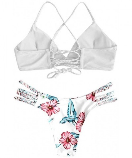 Bottoms Women's Bikini Sets Cut Flower Two Piece Swimsuit Pushups Swimwear Beachwear - 1 - White - CC18W0ZT6RD