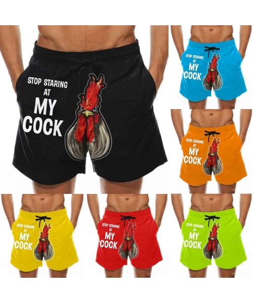 Board Shorts Swim Trunks Shorts for Men Summer Drawstring Cock Printed Beach Work Casual Trouser Shorts Pants Novelty Swimwea...